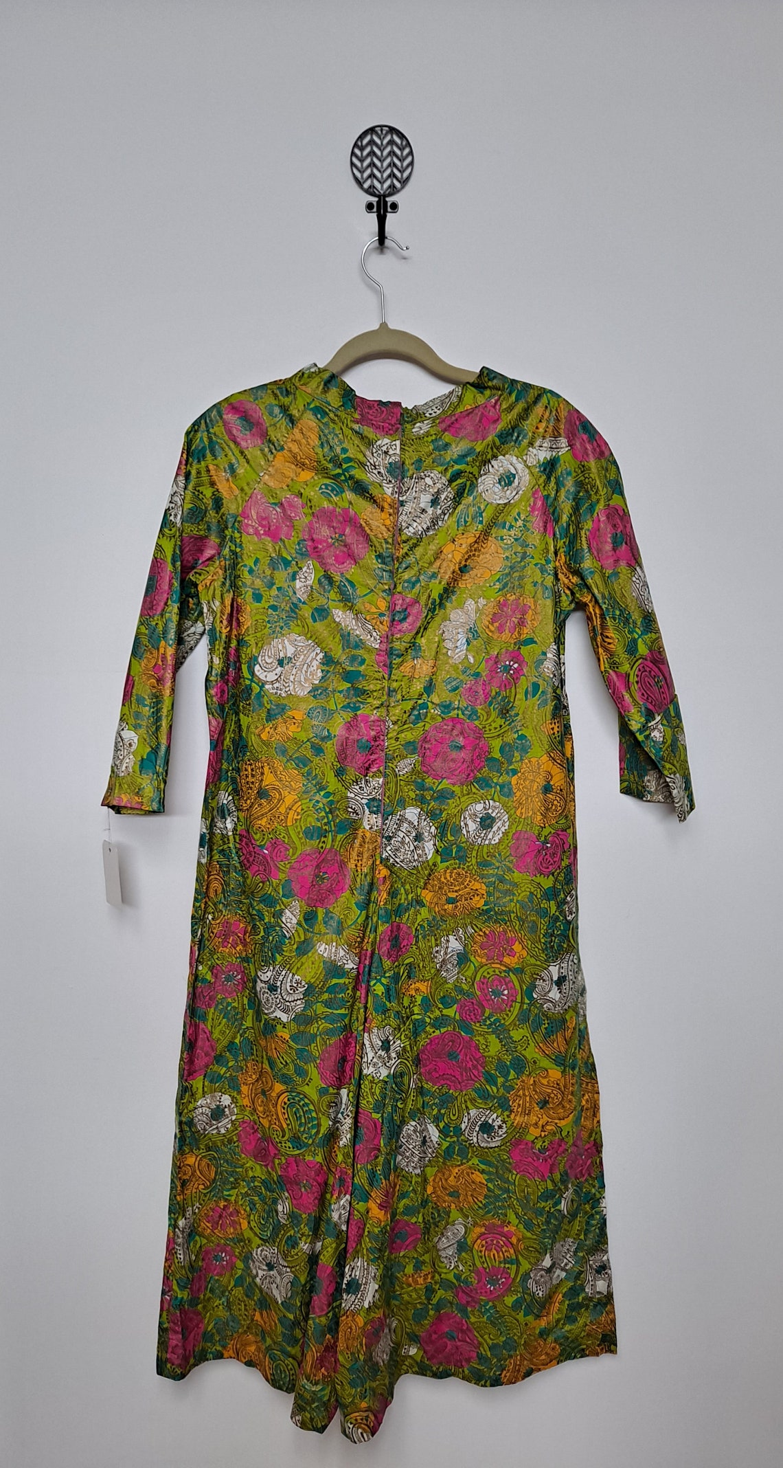 Vintage 60s Lime Green Floral LOUNGE Jumpsuit Medium Large | Etsy