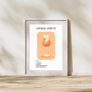 Aperol Spritz Cocktail Print | Orange Minimalist Retro Digital Art | Bar Cart Decor | Digital Download PRINTABLE Wall Art Bar | Cart Decor