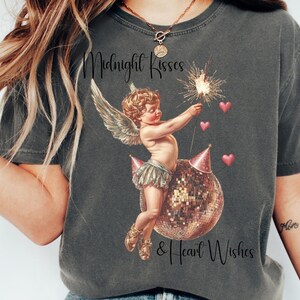 Cupido coqueto retro PNG Año nuevo PNG Diseño de camiseta de San Valentín Cupido bebé PNG sublimación Día de San Valentín PNG Día de San Valentín transparente