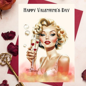 Biglietto di San Valentino creativo PNG Glam Girl download digitale lettera d'amore unica stampabile semplice biglietto di San Valentino PNG biglietto d'amore unico per l'amante