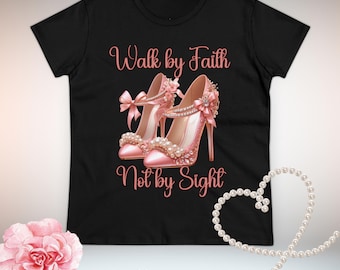 Walk by Faith T-Shirt PNG: Christian Pink Clipart (Digital Download)