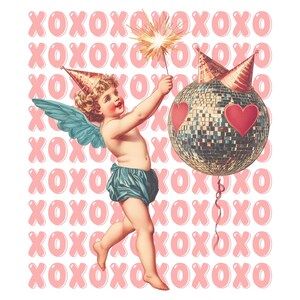 Cupido coqueto retro PNG Año nuevo PNG Diseño de camiseta de San Valentín Cupido bebé PNG sublimación Día de San Valentín PNG Día de San Valentín transparente