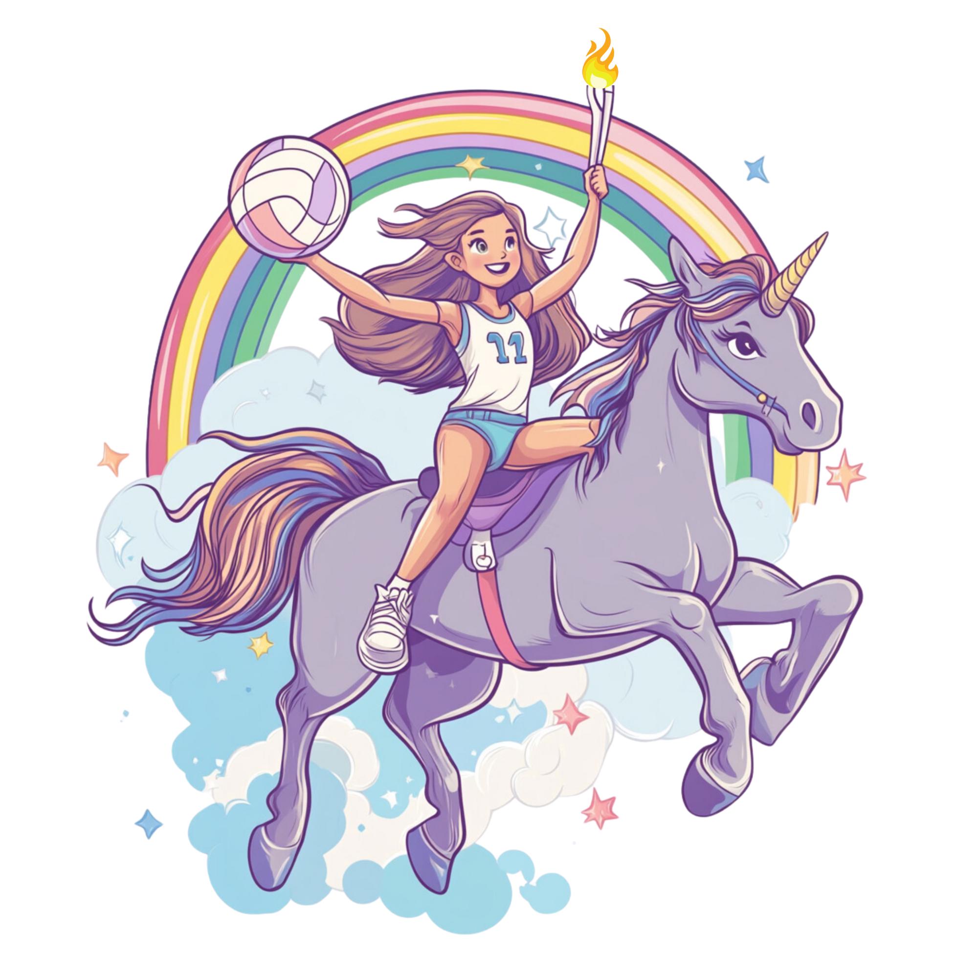 版画 Unicorn Volleyball print 2 Volleyball Champion Purple Unicorn Tshirt Design Png