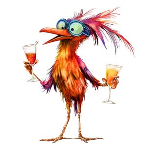 5 pájaros hipster borrachos, diseño de camiseta de cerveza, PNG, sublimación, imprimible, acuarela, clipart, alta calidad, alta definición, descarga digital