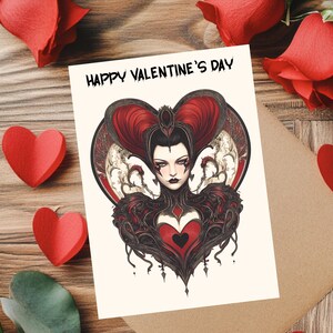 Tarjeta creativa del día de San Valentín PNG Fantasía gótica descarga digital Carta de amor única imprimible Tarjeta de San Valentín simple PNG Tarjeta de amor única
