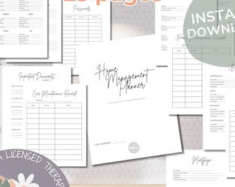 Home Hauptsitz Organizer | Druckbare Sammelmappe | Notfallkontakte, Versorger, Wartung & Haushalt Info
