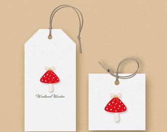 Etiquetas para regalos y recuerdos con forma de hongo Woodland Wonder (Descarga en PDF)