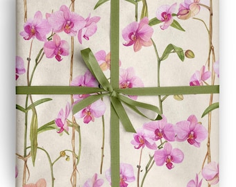 Carta da regalo con orchidee rosa, elegante confezione regalo floreale per addio al nubilato, compleanno, festa in giardino e matrimoni.