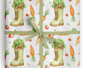 Locally Grown Baby Shower Wrapping Paper Farm Fresh Garden Baby Gift Wrap Farmers Market Baby Present Paper