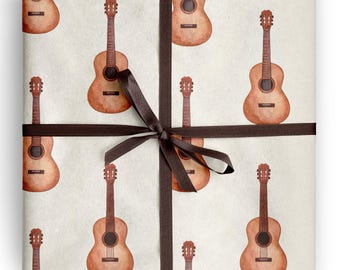 Acoustic Guitar Wrapping Paper Music Lover Gift Wrap Guitar Gift Paper