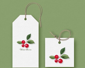 Etiquetas para regalos y recuerdos de bayas de invierno (Descarga PDF)