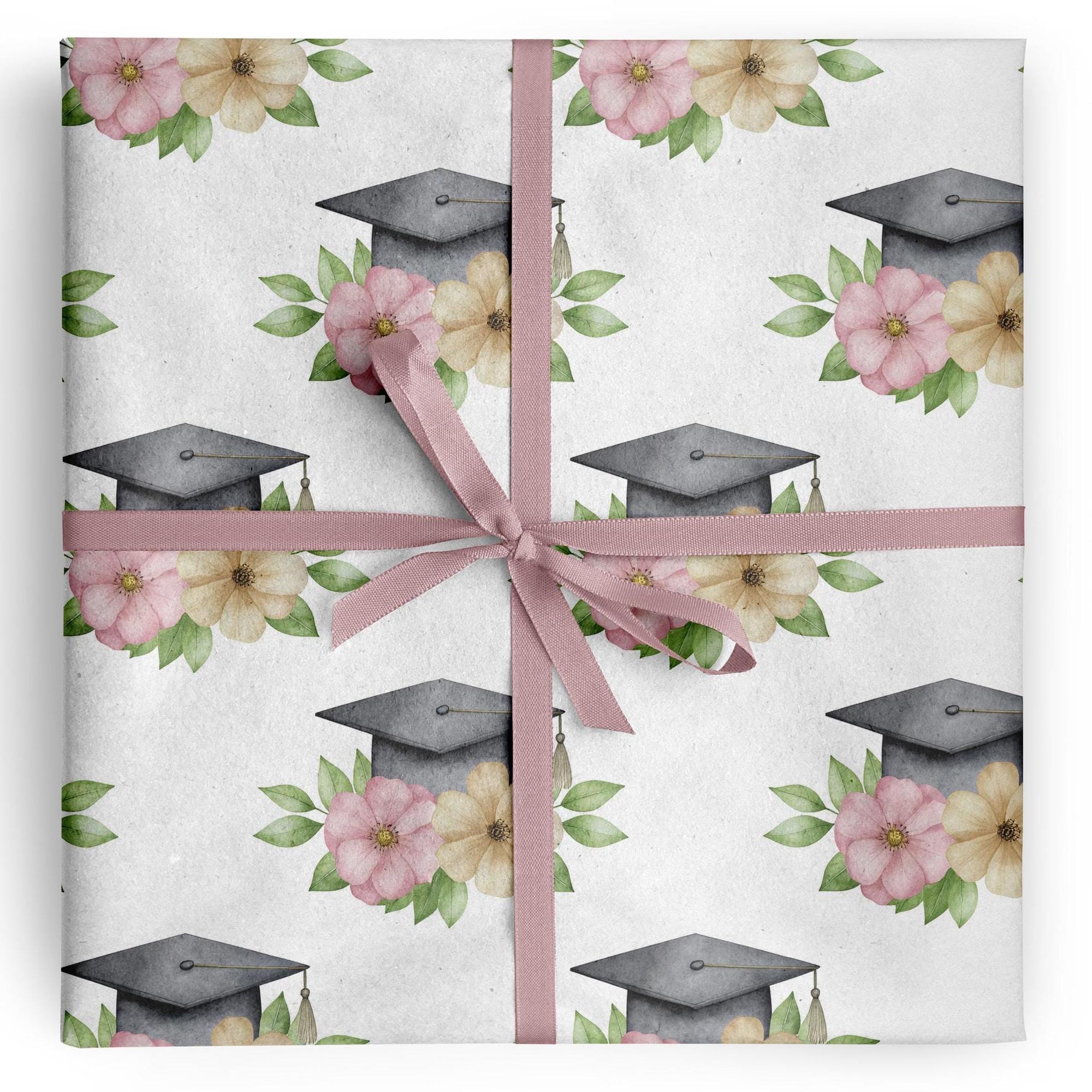 Floral Graduation Wrapping Paper Elegant Gift Wrap for Graduates Spring ...