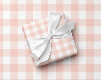Papel de regalo rosa pastel a cuadros para uso diario