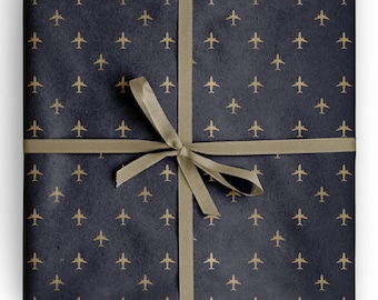 Airplane Wrapping Paper Travel Aviation Themed Pilot Gift