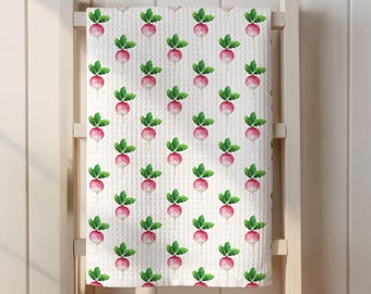 Watercolor Radish Tea Towel Garden Kitchen Decor Housewarming Hostess Gift