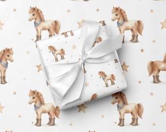 Pony Wrapping Paper Little Cowgirl Birthday Gift Wrap