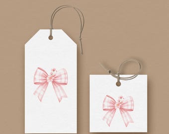 Pink Bow Gift and Favor Tags (PDF Download)