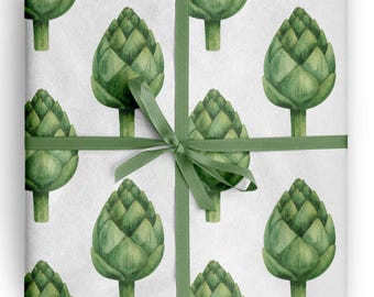 Artichoke Wrapping Paper Food Lover Gift Wrap for Hostess and Kitchen Gifts