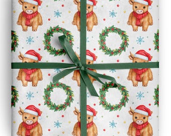 Highland Cow Wrapping Paper Christmas Farmhouse Gift Wrap