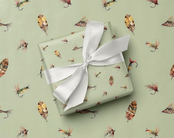 Fly Fishing Wrapping Paper Fishing Lures Feather Gift Wrap