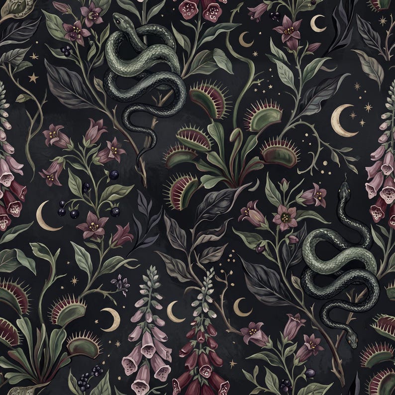 Poison Garden Wrapping Paper Gothic Botanical Halloween Gift Wrap Fall Gift image 2