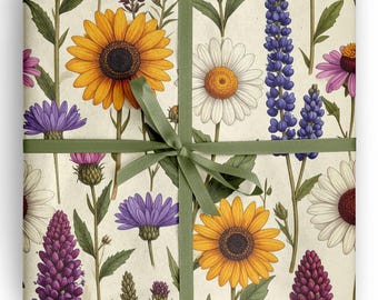Wildflower Wrapping Paper Autum Sunflower