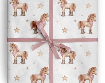 Cowgirl Pony Wrapping Paper Western Baby Shower Gift Wrap for Baby Girl