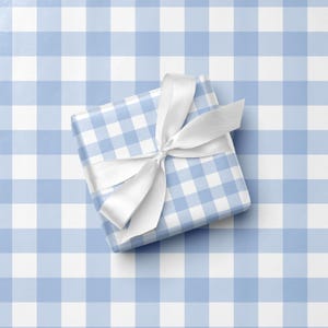 Blue Pastel Gingham Wrapping Paper Everyday Gift Wrap