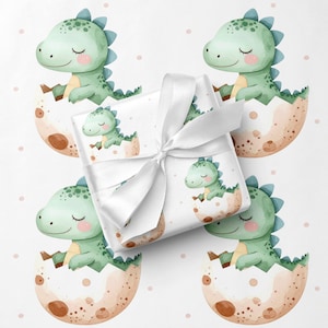 Dino Baby Wrapping Paper for Hatching Soon Showers and Kid Birthdays image 2