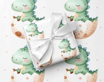 Papel de regalo de dinosaurio para baby showers y cumpleaños infantiles