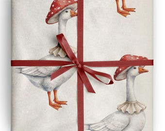 Inpakpapier Mushroom Goose Cadeaupapier Cottagecore Woodland