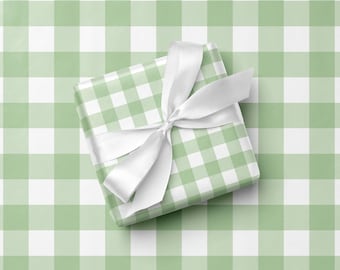 Papel de regalo de cuadros vichy verdes pastel para uso diario