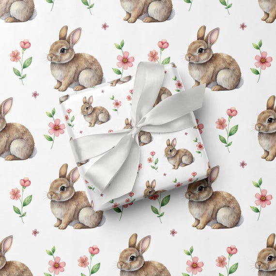 Watercolor Bunny Rabbit Wrapping Paper – Easter Spring Gift Wrap