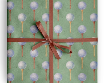 Golf Ball Wrapping Paper Golfer Birthday Fathers Day Tournament Party Gift Wrap