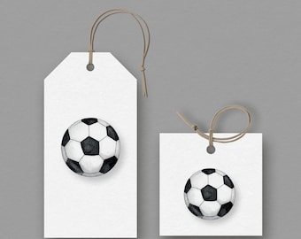 Etiquetas para regalos y recuerdos con forma de balón de fútbol (Descarga PDF)