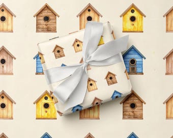 Birdhouse Watercolor Wrapping Paper – Garden Lover Gift Wrap