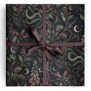 Poison Garden Wrapping Paper Gothic Botanical Halloween Gift Wrap Fall Gift image 1
