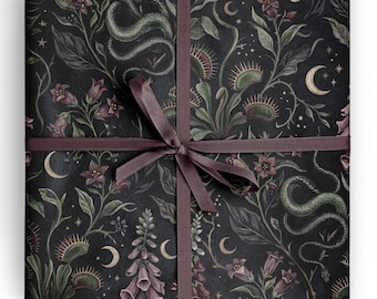 Poison Garden Wrapping Paper Gothic Botanical Halloween Gift Wrap