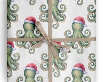 Leuke dieren kerstcadeaupapier kustthema cadeaupapier strandvakantie gastvrouw