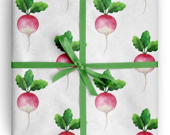 Radish Wrapping Paper Food Lover Gift Wrap for Gardeners and Kitchen Gifts