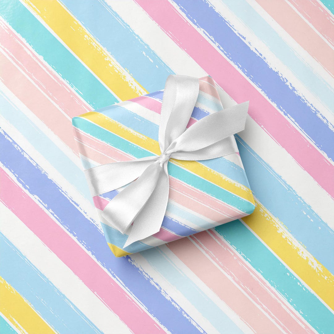 Pastel Wrapping Paper Stripe Gift Wrap - Etsy