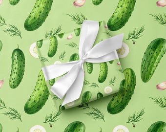 Papel de regalo de pepinillos para Big Dill Gifting y Pickleball Present Gift Wrap