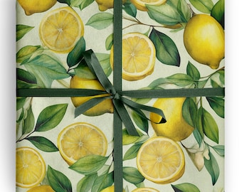 Lemon Wrapping Paper for Kitchen  and Hostess Gifts in Summer