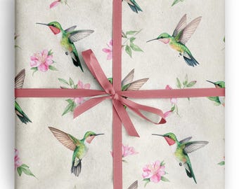 Hummingbird Wrapping Paper for Garden Lovers and Spring Birthdays