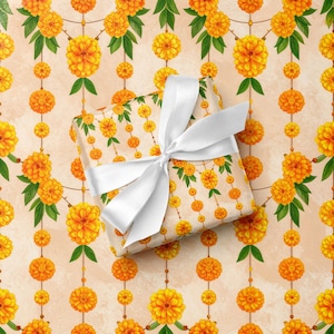 Marigold Wrapping Paper for Diwali Gifts Indian Festivals and Holiday Celebrations