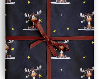 Funny Christmoose Wrapping Paper Reindeer Gift Wrap Kids