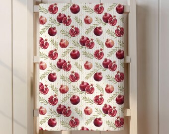 Pomegranate Tea Towel Botanical Kitchen Towel Mediterranean Decor Hostess Gift Fruit Lover Housewarming Gift