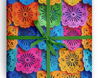 Papel Picado Wrapping Paper for Dia de los Muertos and Mexican Holiday Gifts