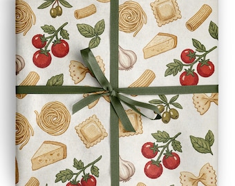 Italiaans inpakpapier met borduurwerk voor pasta, ideaal als cadeau voor fijnproevers, gastvrouwcadeaus en verjaardagscadeaus voor leden van een eetclub.
