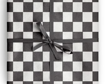 Papier cadeau damier noir et blanc